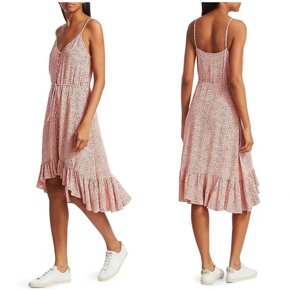 🐆 Rails, Frida Dusty Rose Spotted High-Low Dress